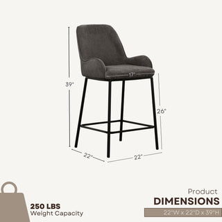 1017 Counter Chair (set of 2) - Grey
