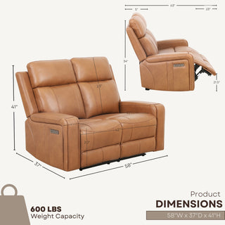Cavron Power Reclining Sofa - Cognac