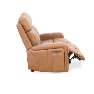 Cavron Leather Match Power Sofa- Cognac