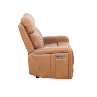 Cavron Leather Match Power Sofa- Cognac