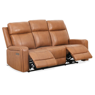 Cavron Leather Match Power Sofa- Cognac