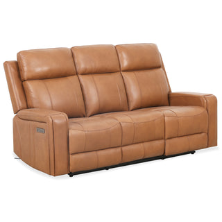 Cavron Leather Match Power Sofa- Cognac