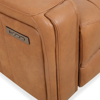 Cavron Leather Match Power Sofa- Cognac