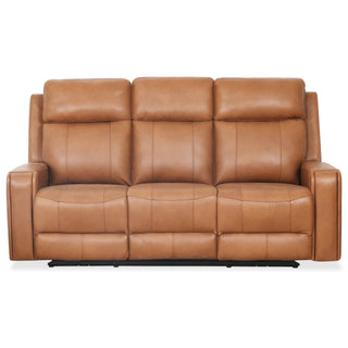 Cavron Leather Match Power Sofa- Cognac