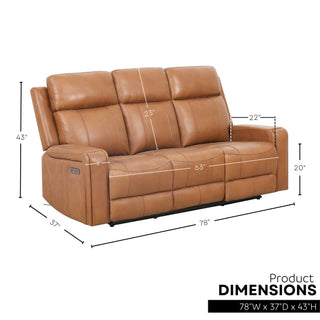 Cavron Power Reclining Sofa - Cognac