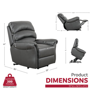 Fresna Power Lift Recliner - PVC Charcoal