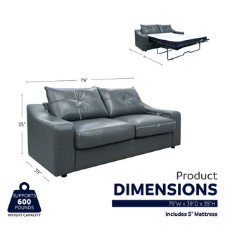Stearns & Foster® Barrett Sofa Bed - Leather Match Grey